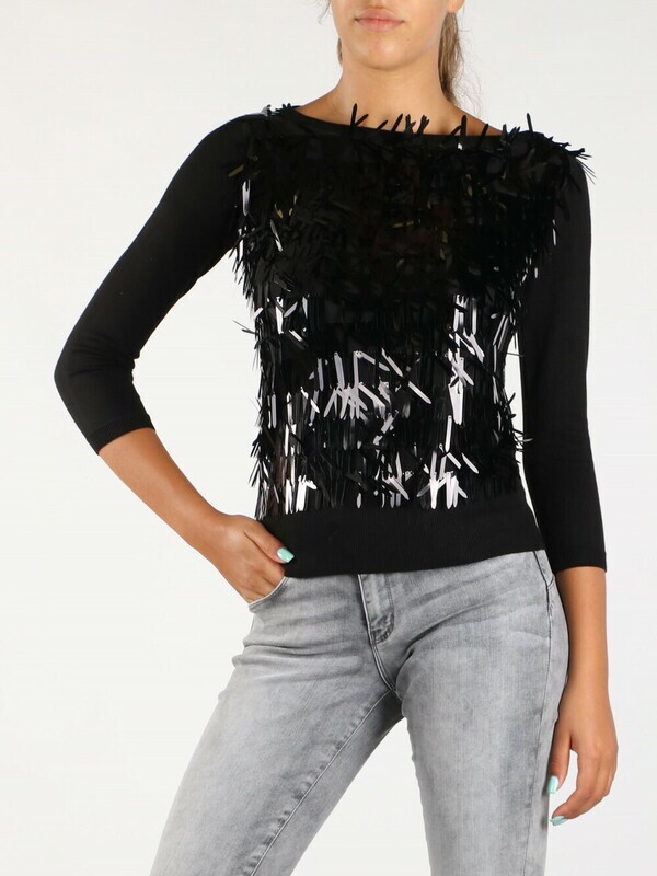 Maglia a barchetta con applicazioni