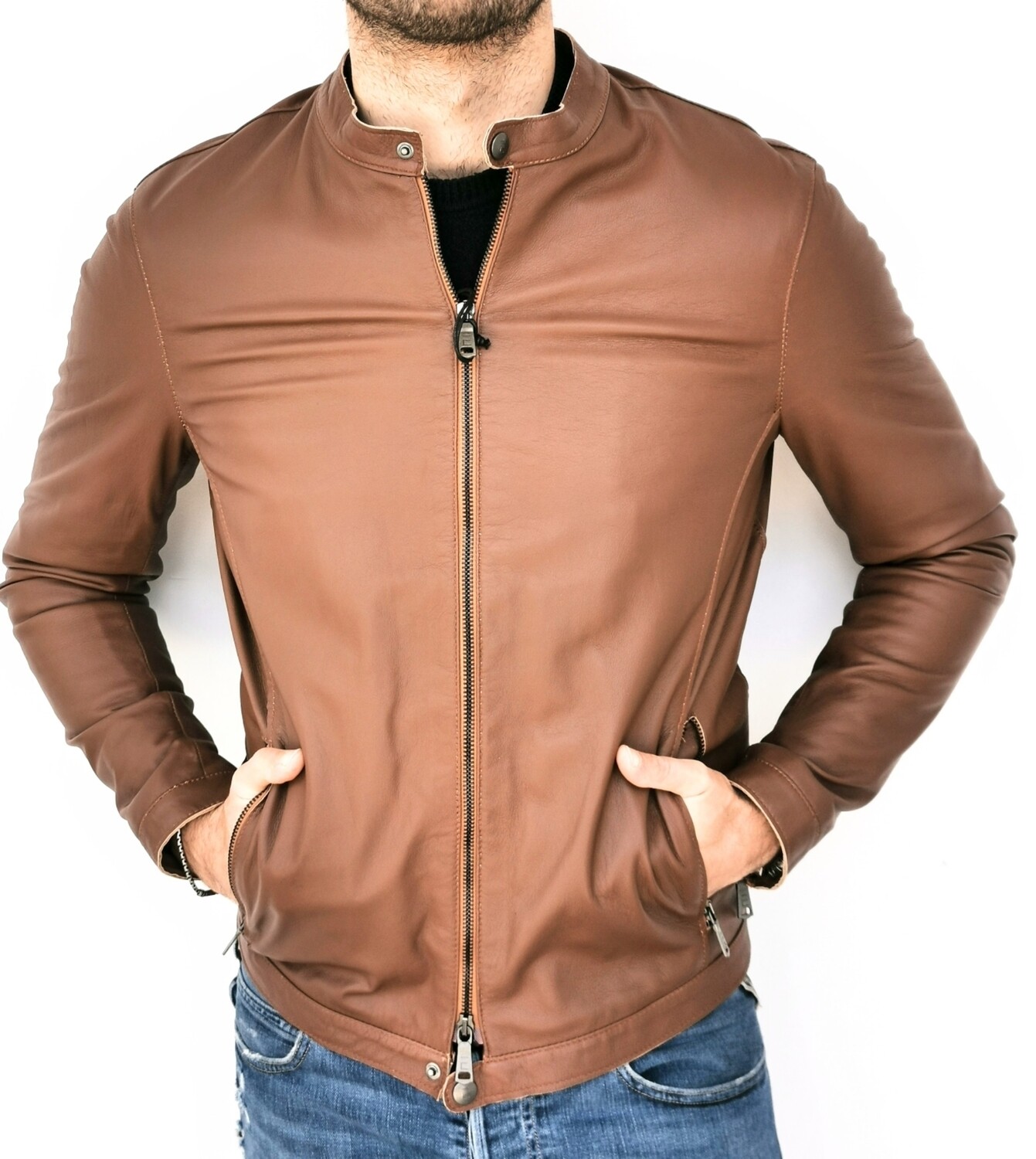 Giubbino uomo slim in vera pelle