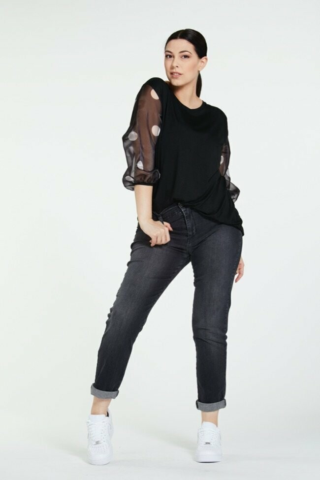 Maglia lunga con manica organza