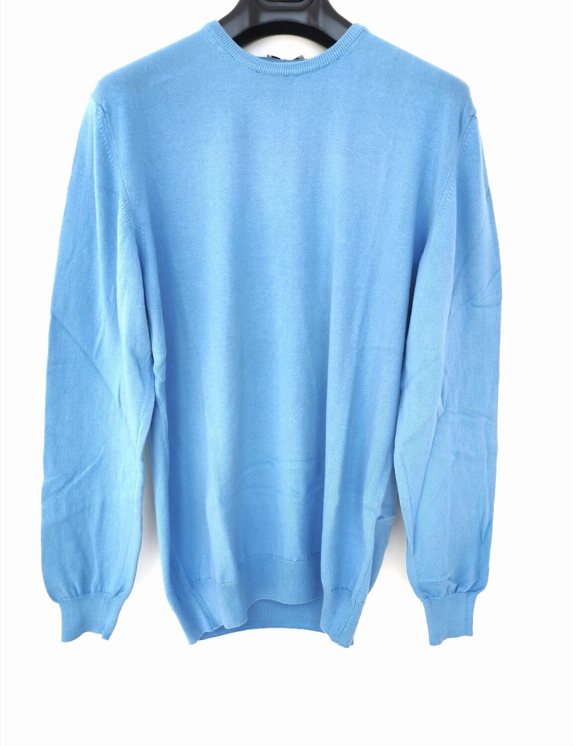 Maglioncino girocollo in puro cotone, Size: XL, COLOR: Cielo