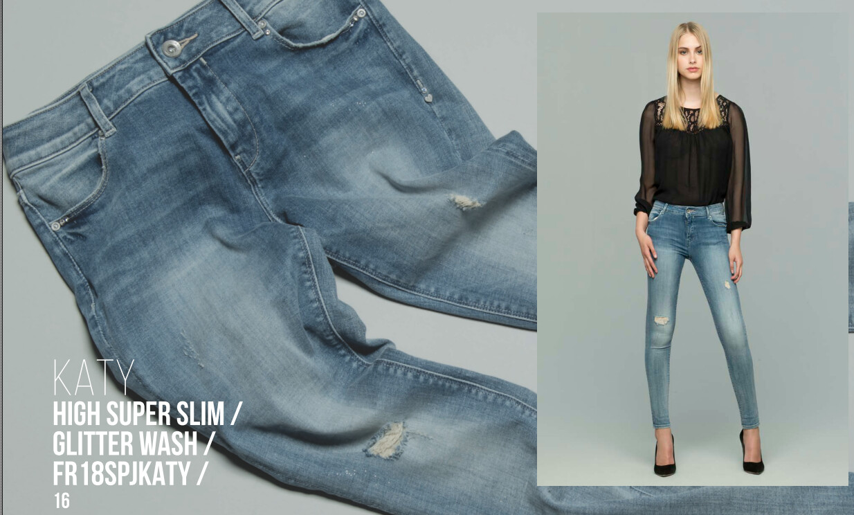 Jeans a vita alta glitter wash