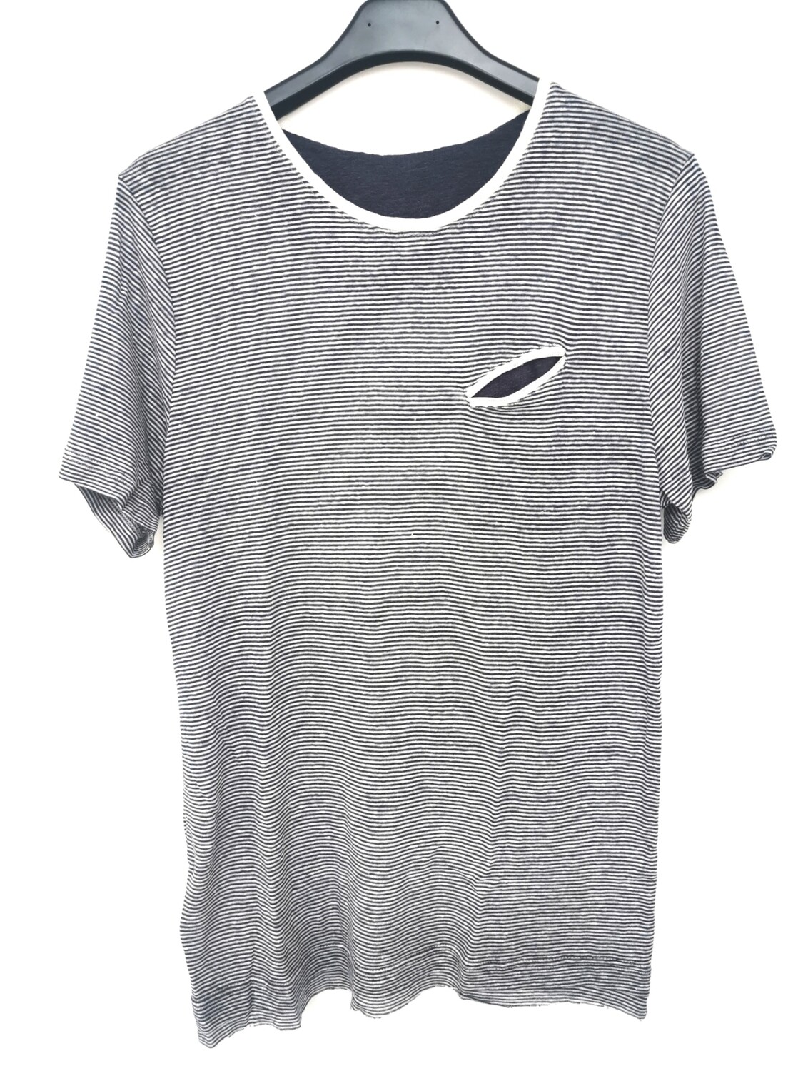 T-shirt millerighe in lino