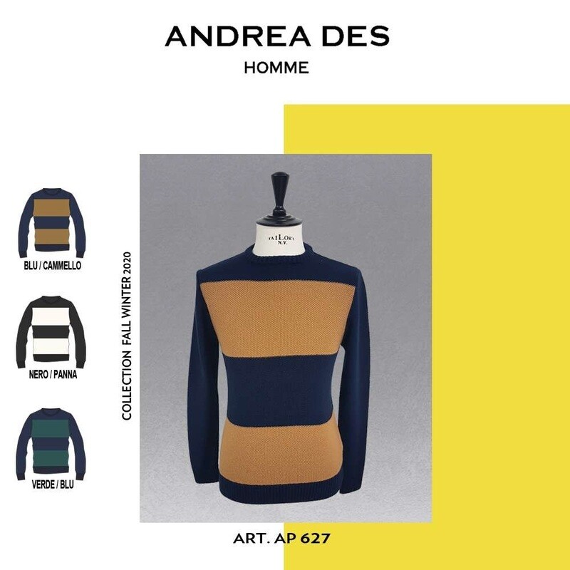 Maglione girocollo bicolore