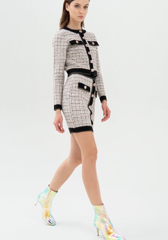 Mini gonna aderente in tweed