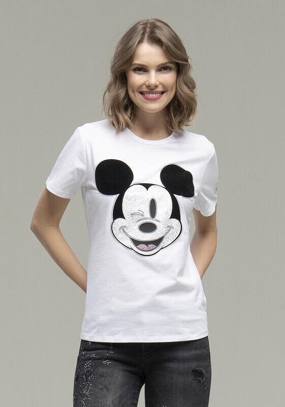 T-shirt regular con stampa Mickey Mouse