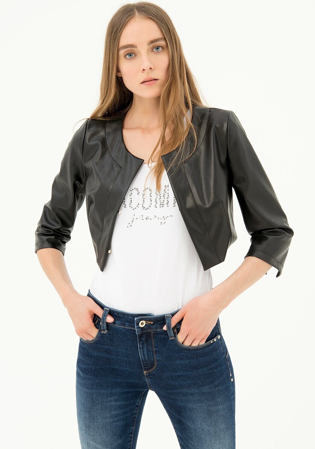 Giacca bolero in eco pelle