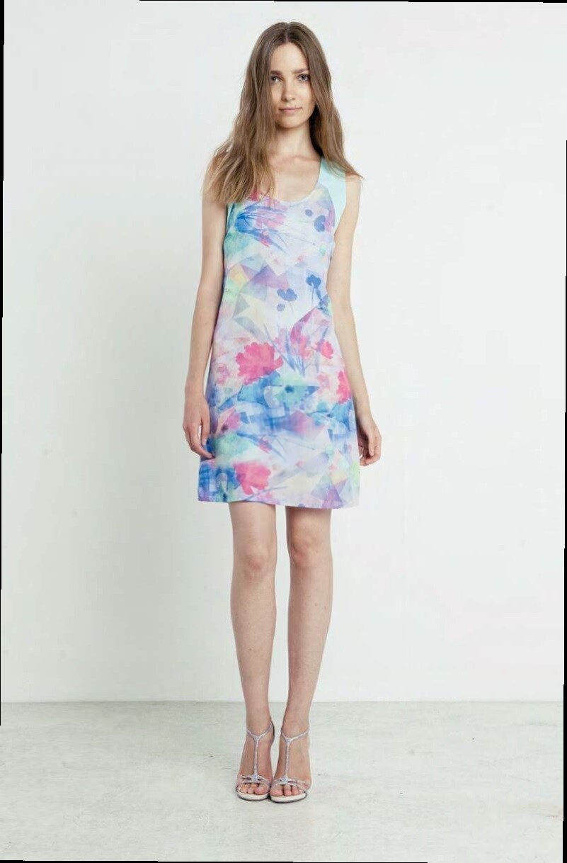 Vestito multicolor in tessuto fresco