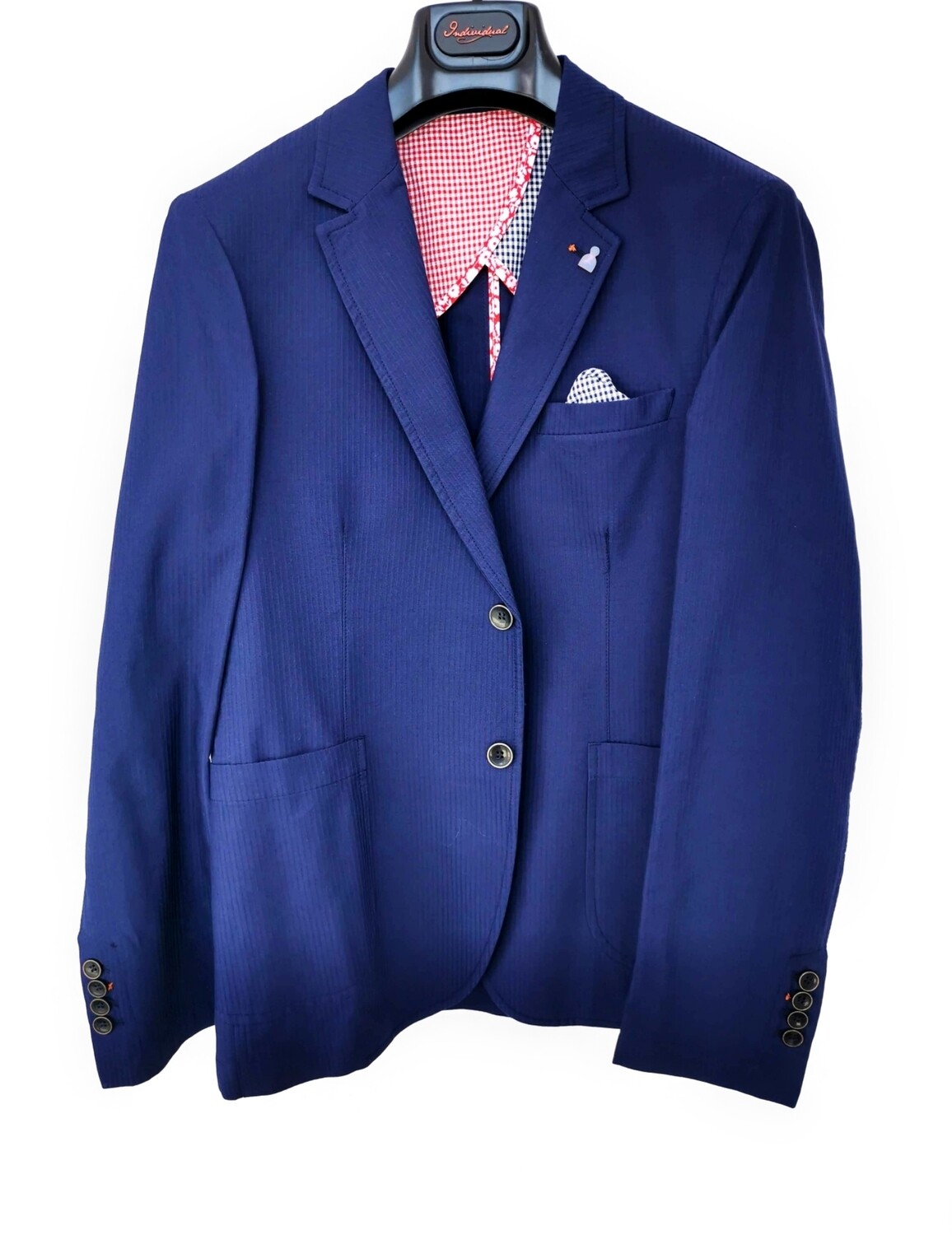 Giacca slim fit in tessuto rigato