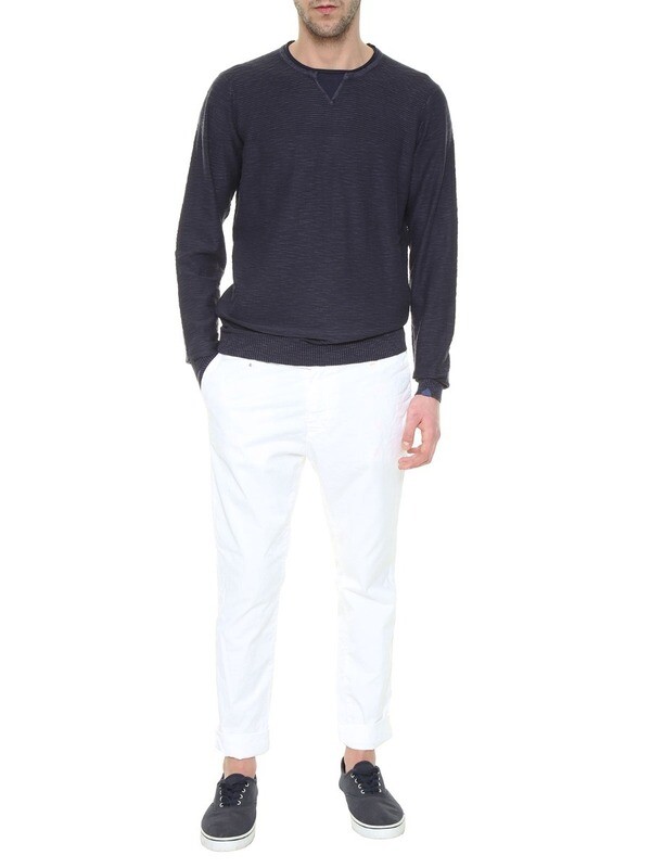 Pullover serafino in cotone slub