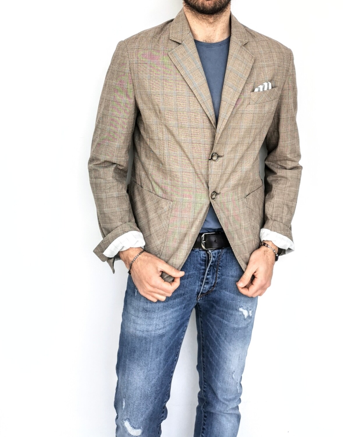 Giacca a quadri in cotone