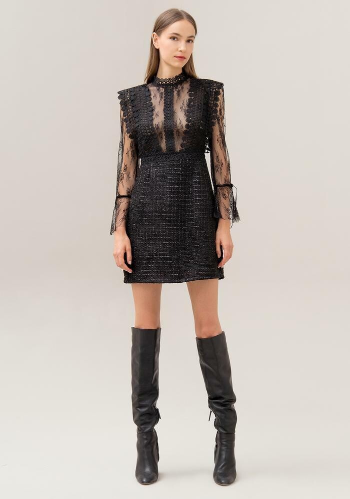 Abito regular mini in mix di tessuti