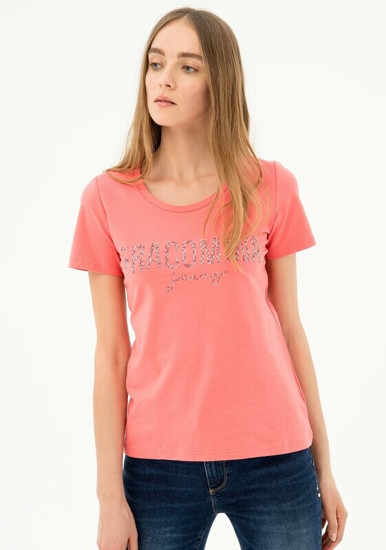 T-shirt in jersey stretch con strass