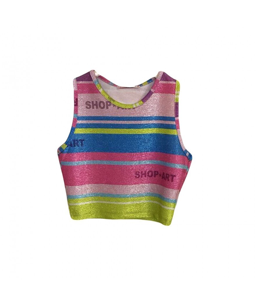 Crop top in tessuto lurex