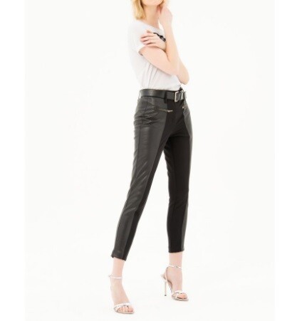 Pantalone in eco pelle e tessuto stretch