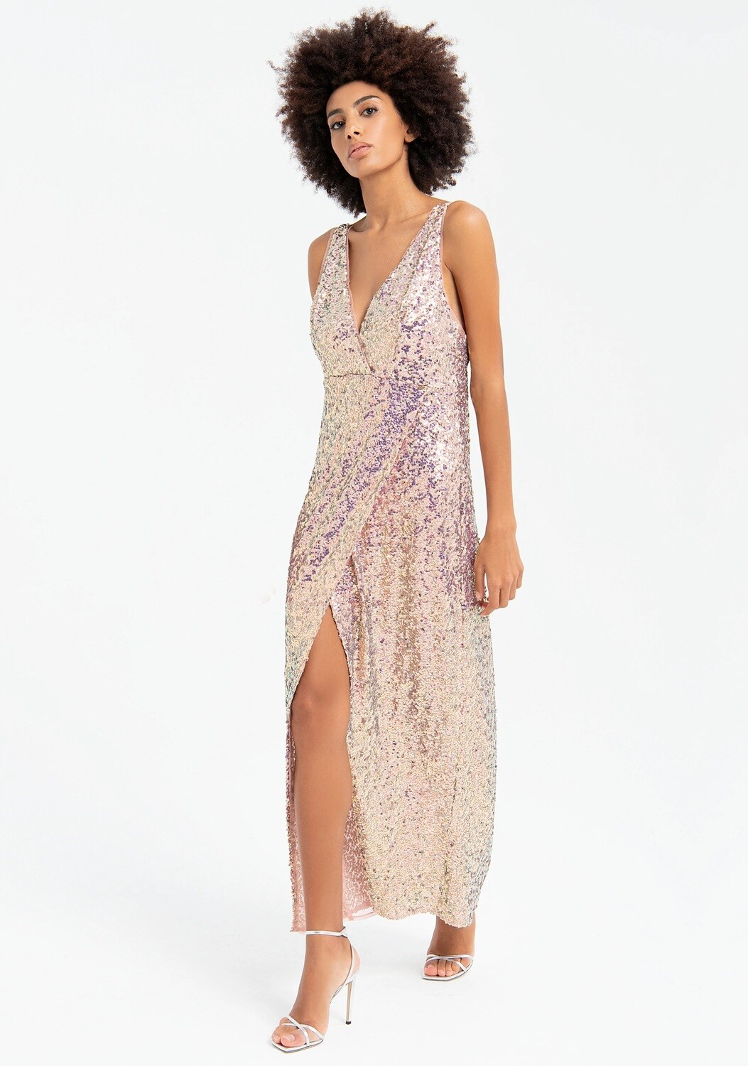 Vestito lungo in paillettes luminose