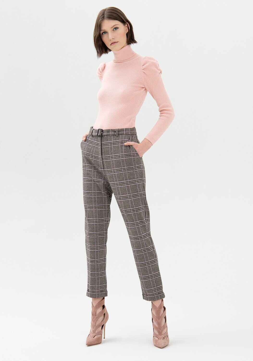 Pantalone chino  in tessuto Principe di Galles