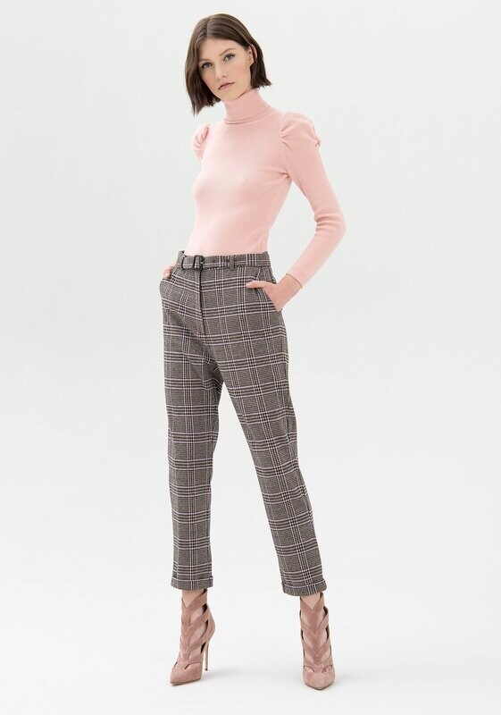 Pantalone chino  in tessuto Principe di Galles