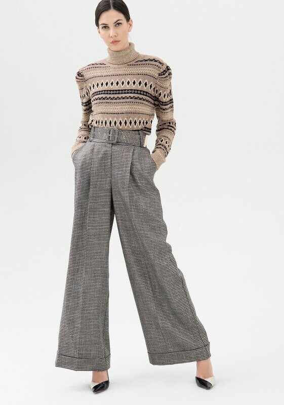 Pantalone palazzo in tweed