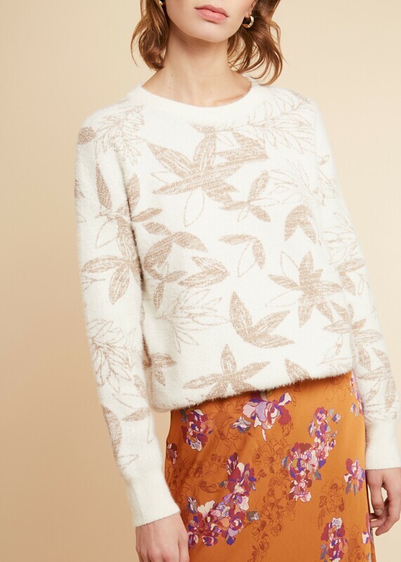 Maglione ultra morbido con fantasia foglie
