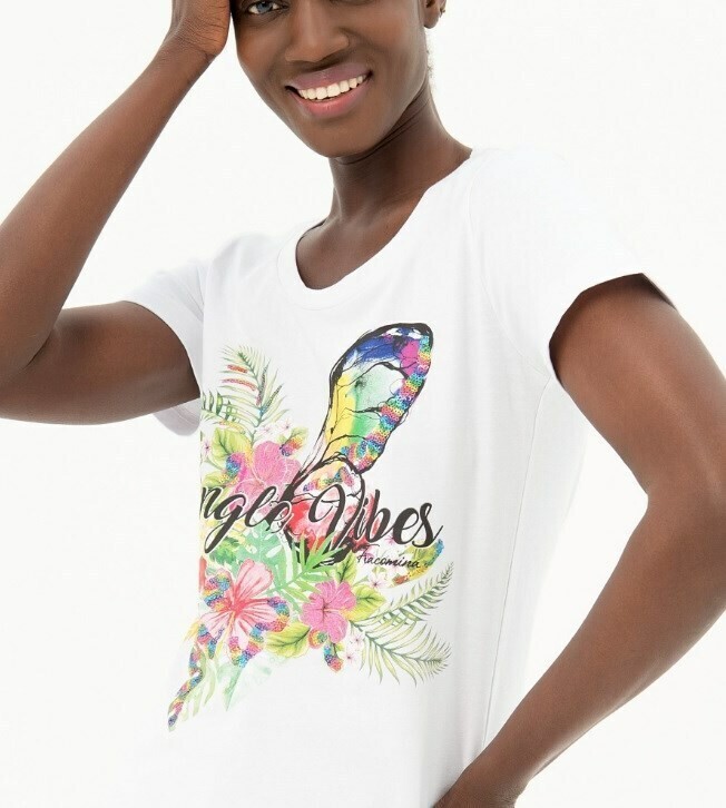 T-shirt con stampa multicolor