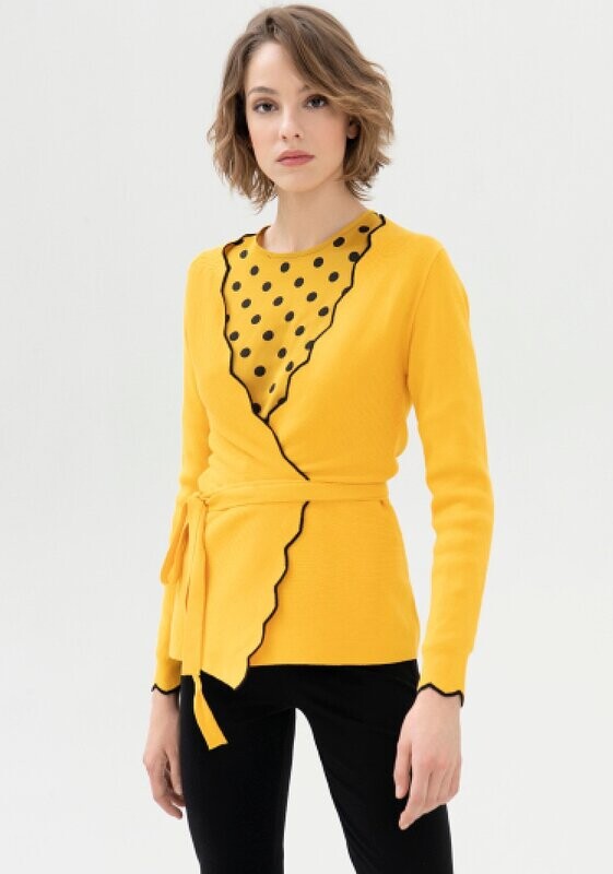 Cardigan regular con chiusura incrociata