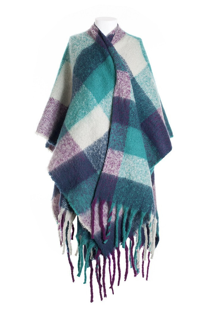 ​Poncho a quadri multicolor