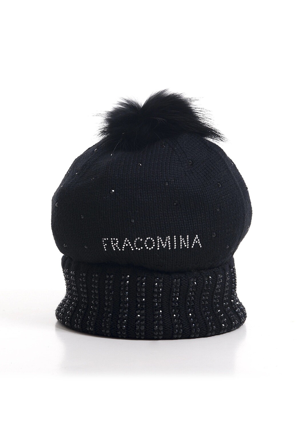 Cappello donna in maglia con strass