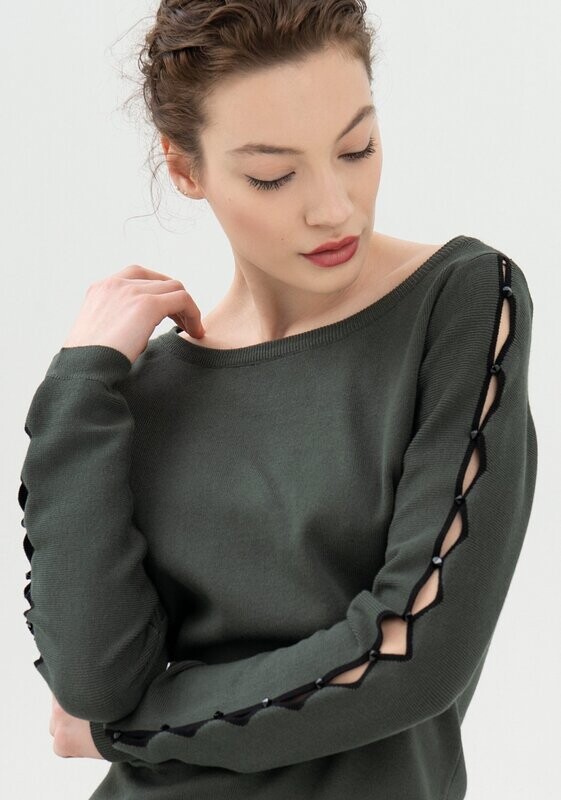 Maglia regular con smerlo sul fondo