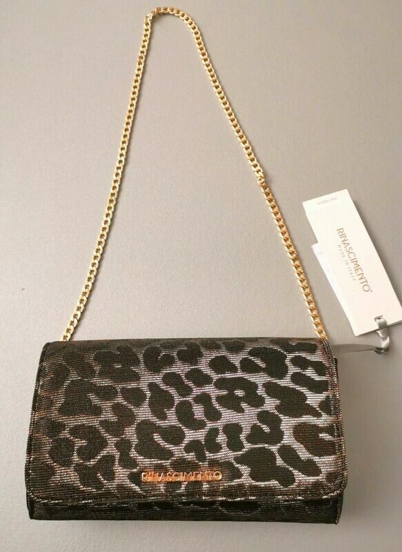 Borsa mini con stampa animalier oro