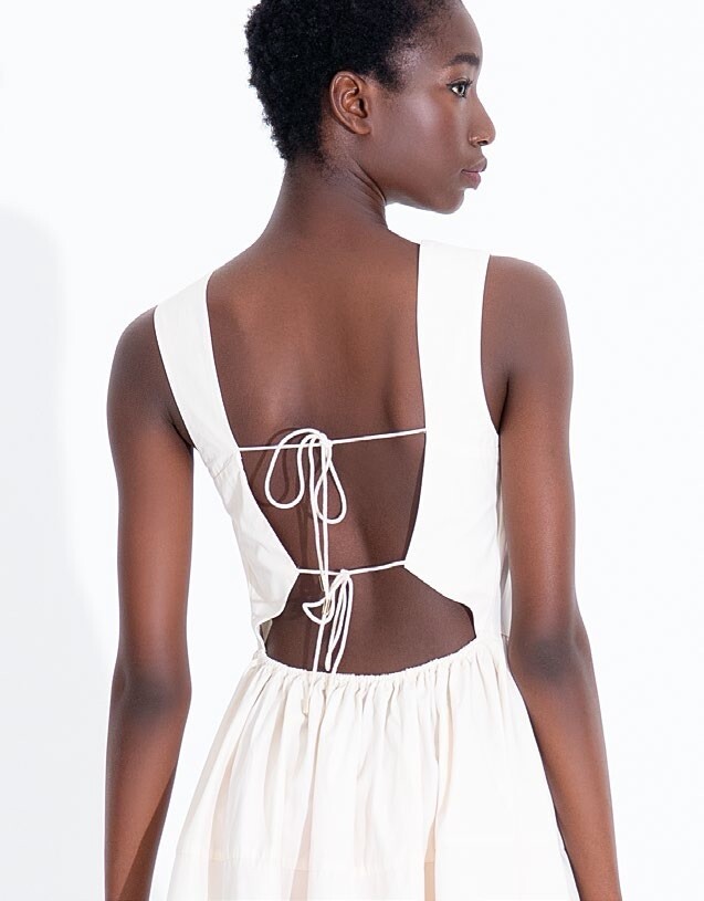 Vestito lungo in popeline di cotone