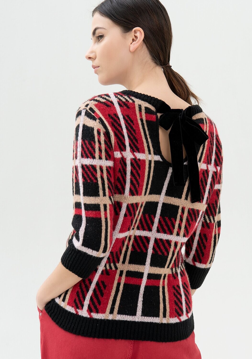 Maglia regular in jacquard a quadri