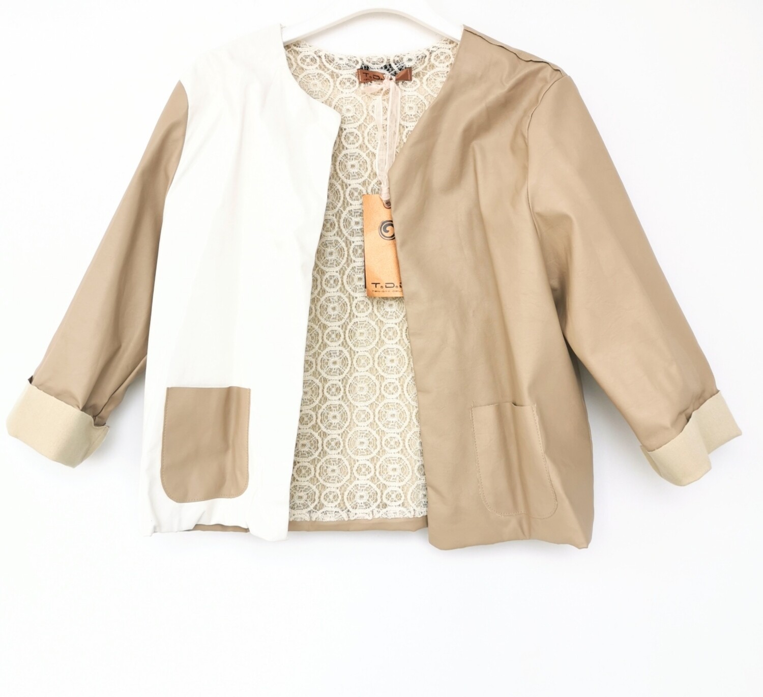 Giacchino regular in eco pelle bicolor