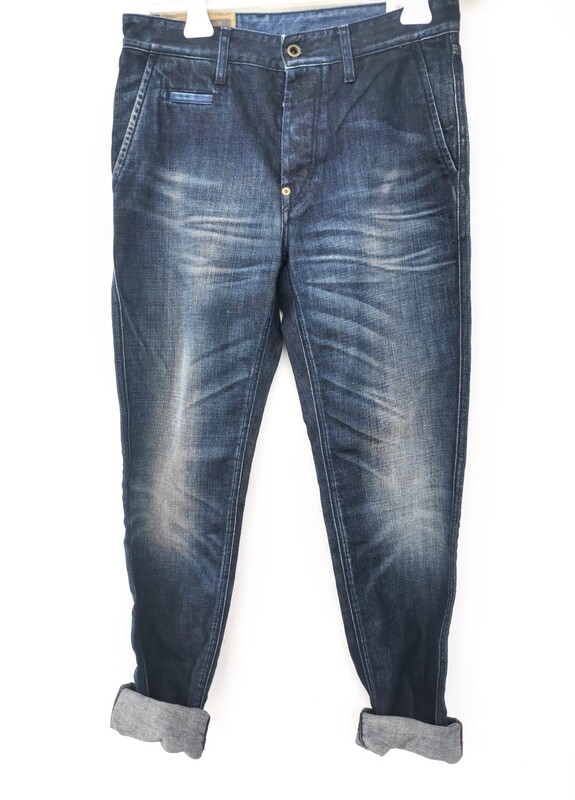 Jeans regular tapered in rigid denim