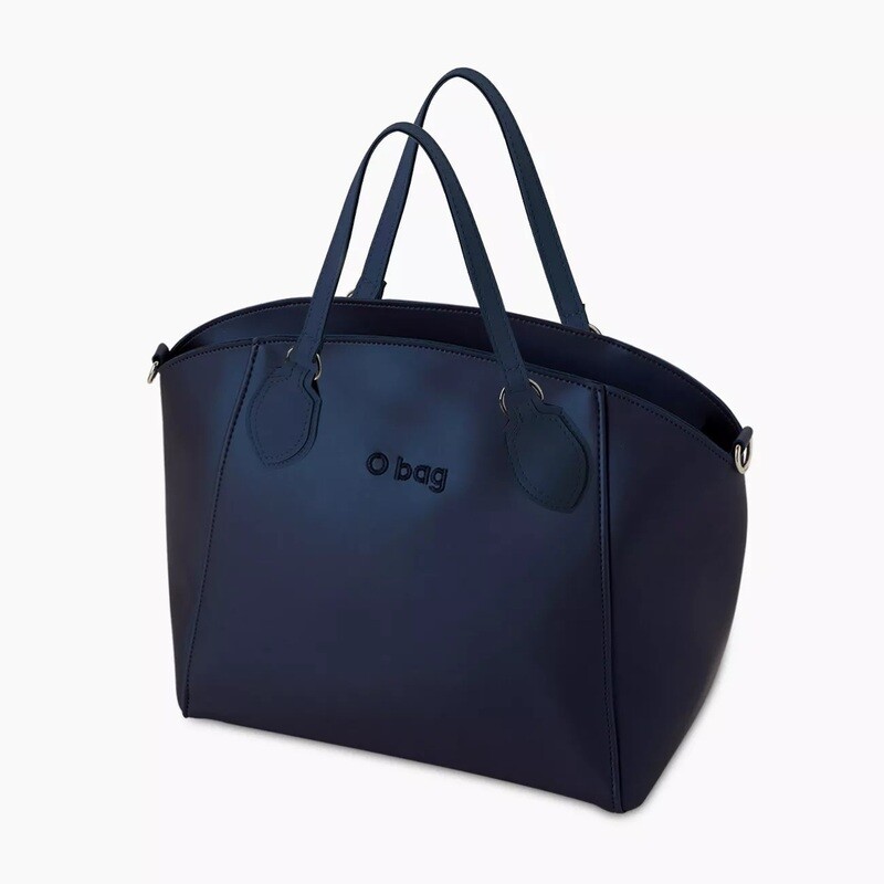 O bag soft mild blu navy metal con tracolla
