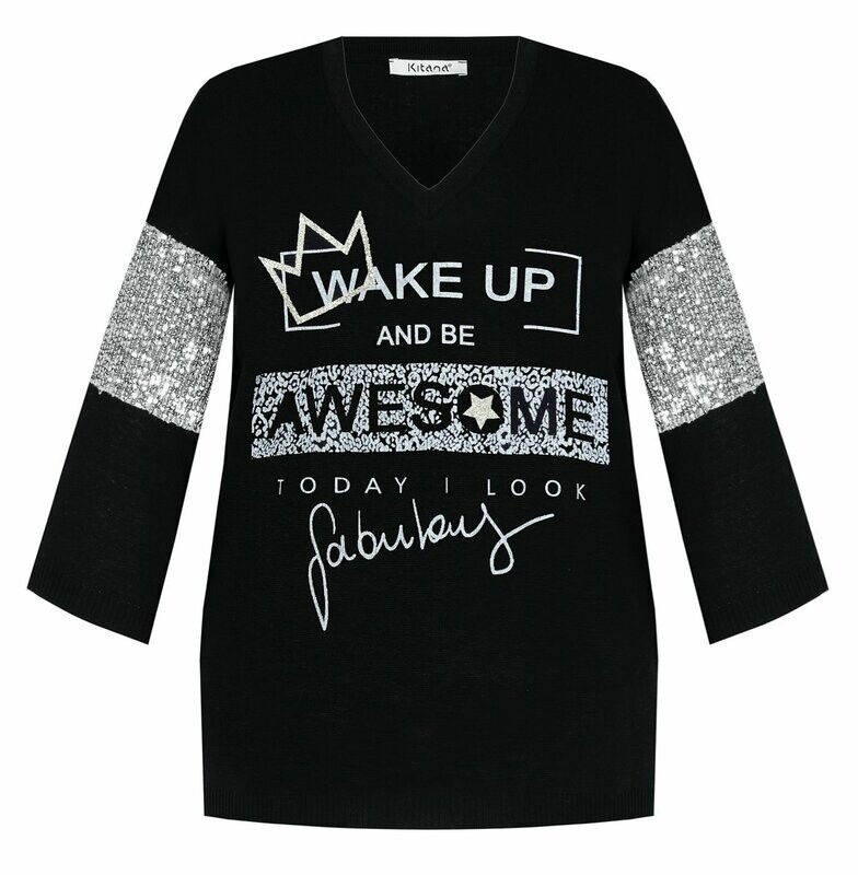 Pull over con stampa e paillettes
