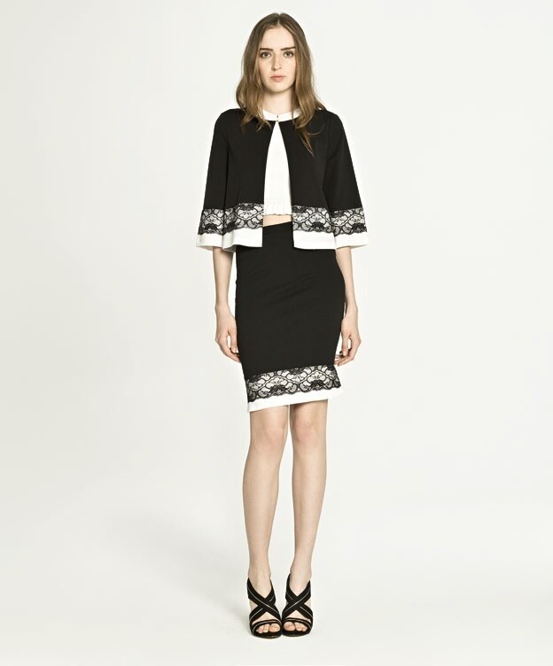 Giacca chanel 3/4 con inserti in pizzo