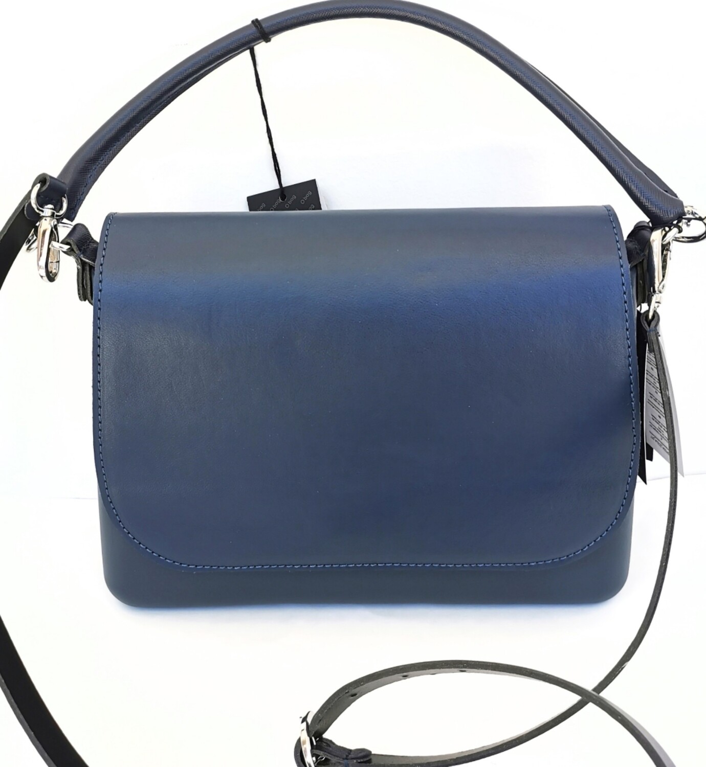 O bag glam blu navy con pattina simil pelle