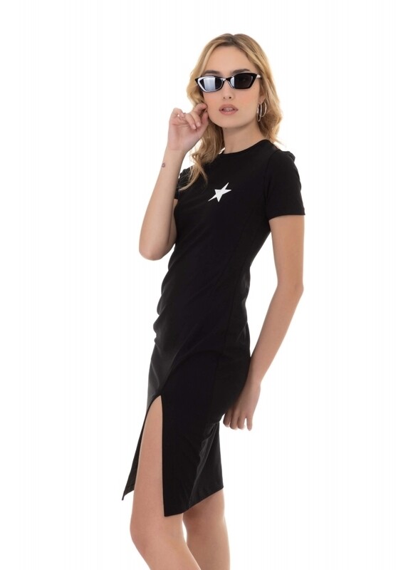 Vestito in jersey con spacco