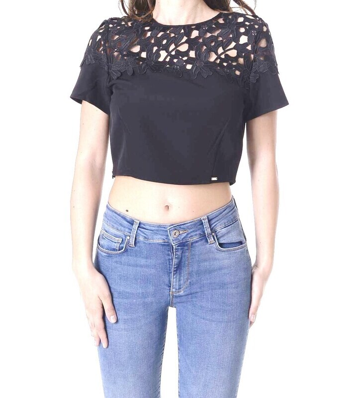 ​Top regular mezza manica con ricami