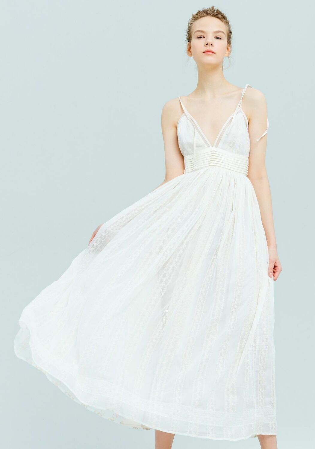 Vestito lungo in pizzo san gallo