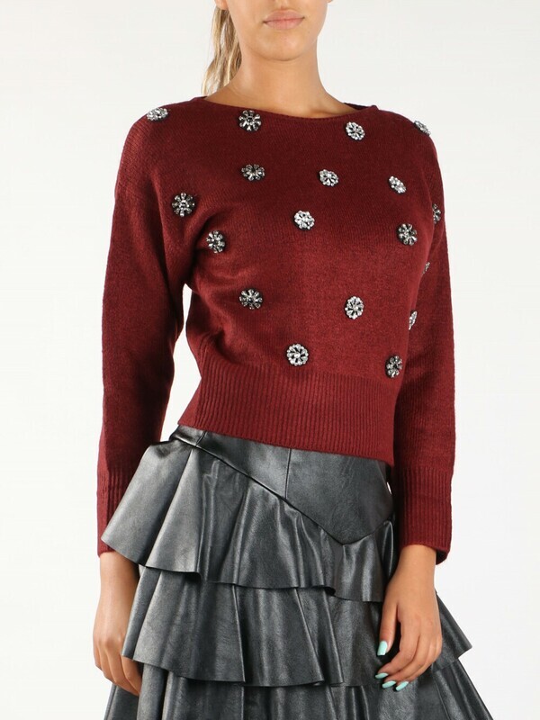 Maglia in misto lana con pietre