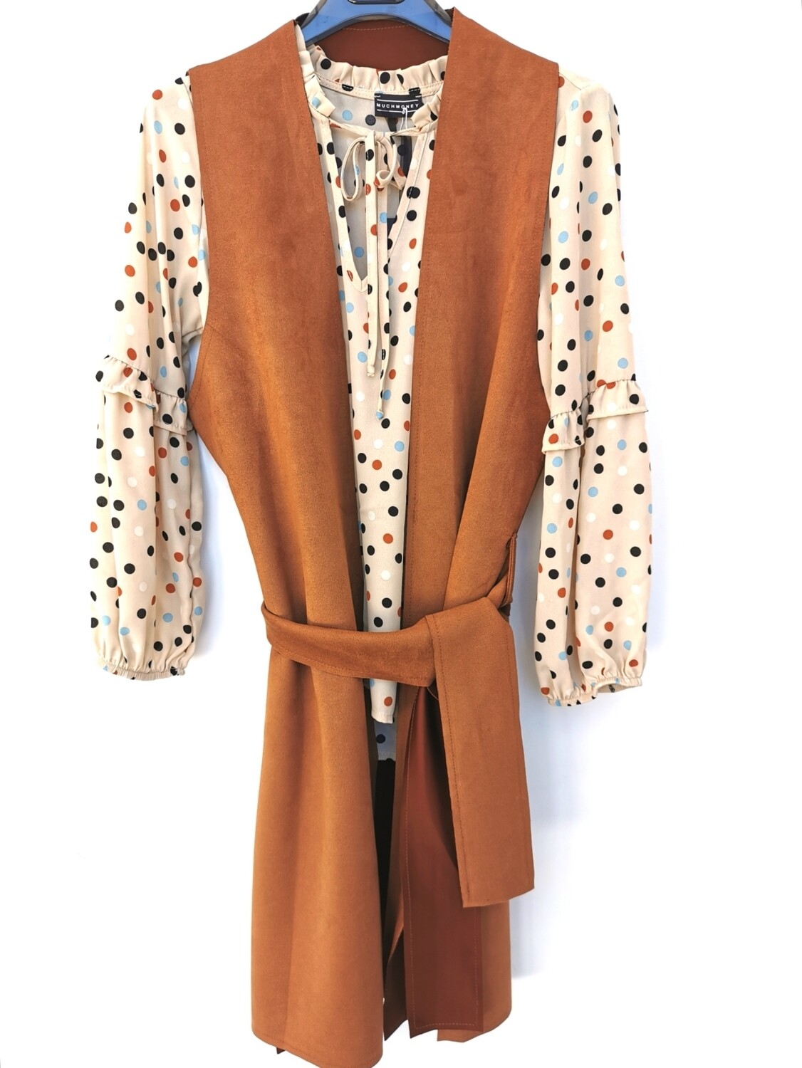 Gilet in suede con cintura