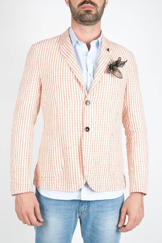 Giacca uomo a righe in lino e cotone