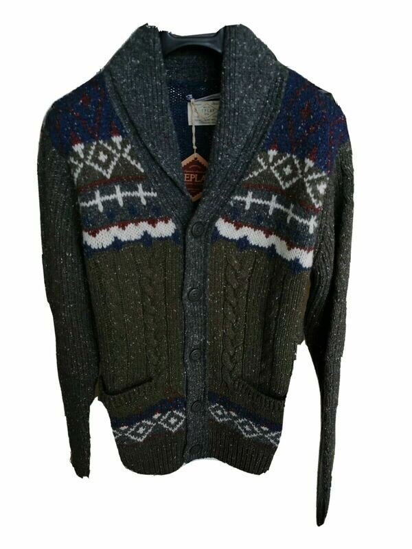 Cardigan sciallato in misto lana