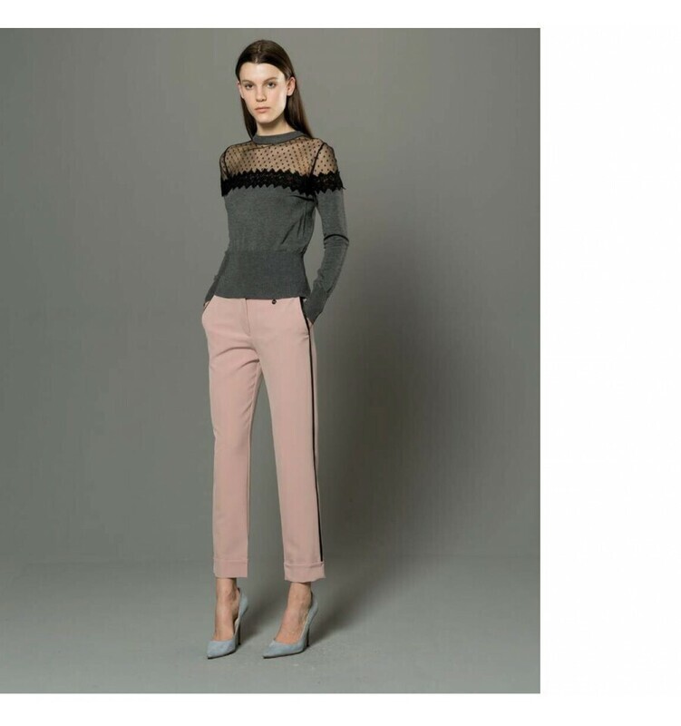 Pantalone con profili in ecopelle