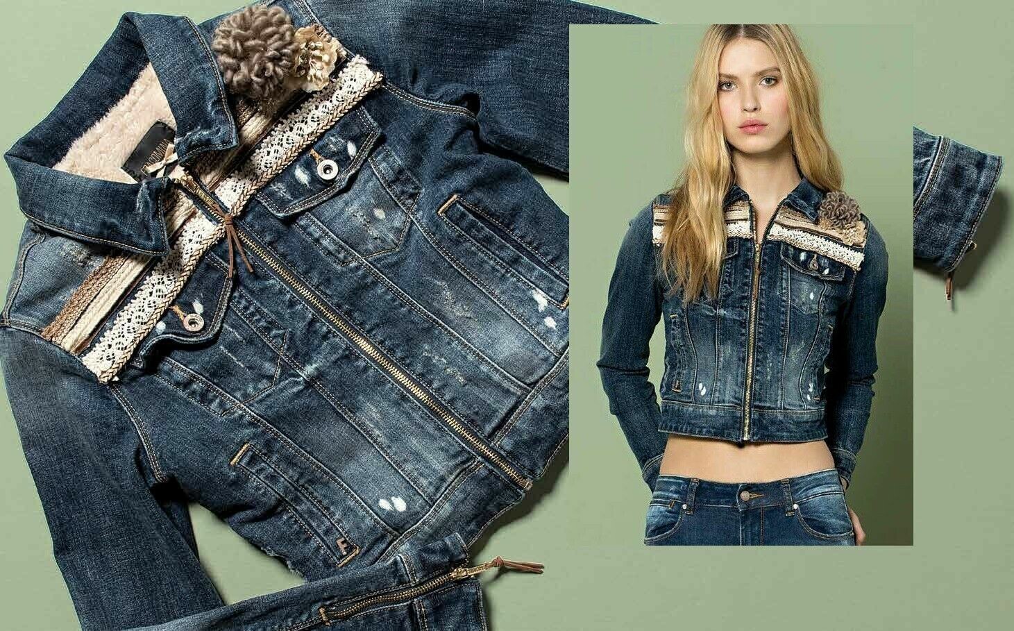 Giacca in jeans con eco pelliccia interna