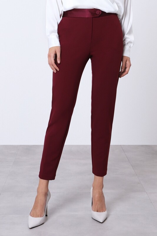 Pantalone slim con fascia smoking