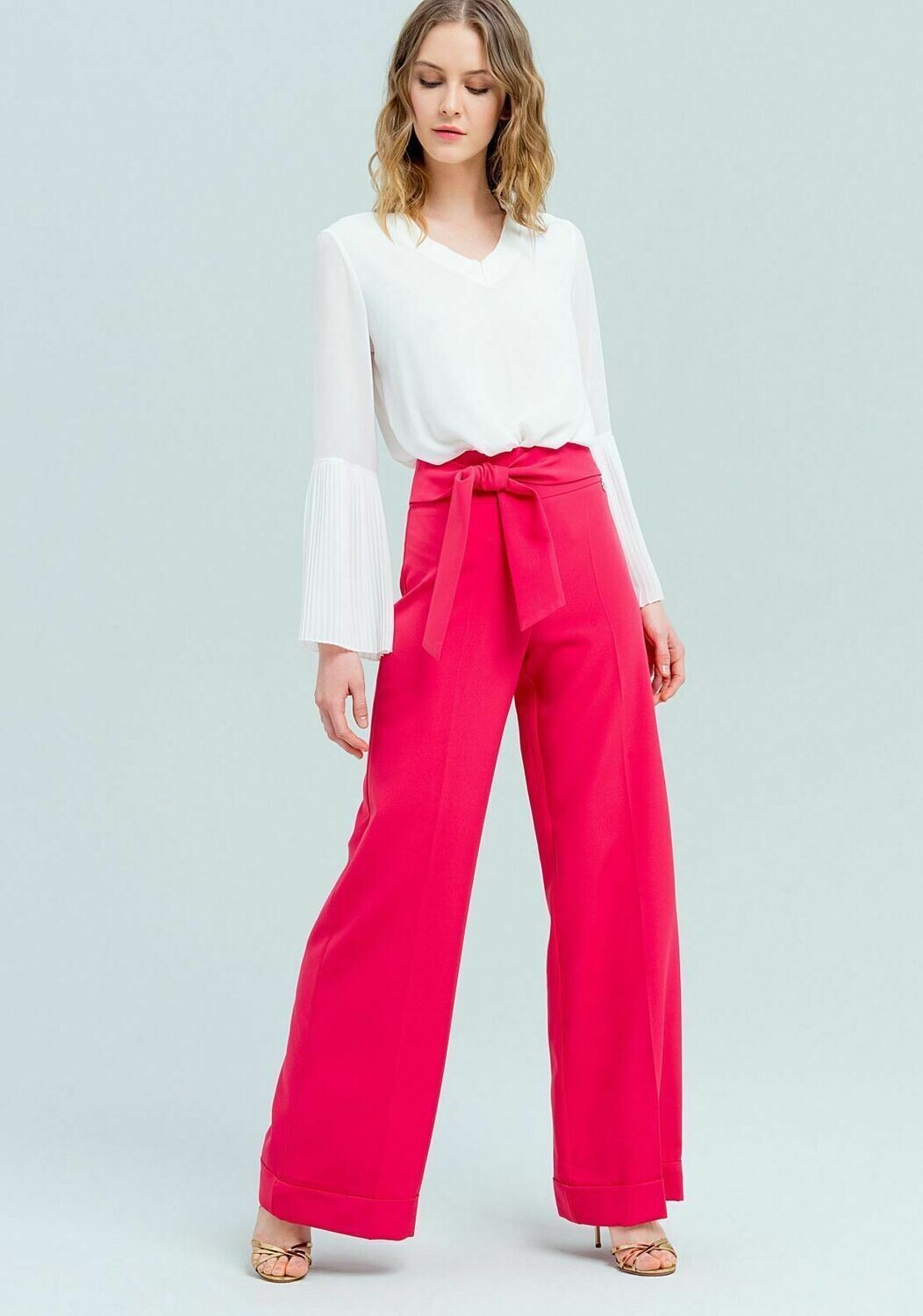 Pantalone palazzo in tessuto stretch