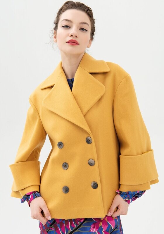 Cappotto caban doppiopetto in panno