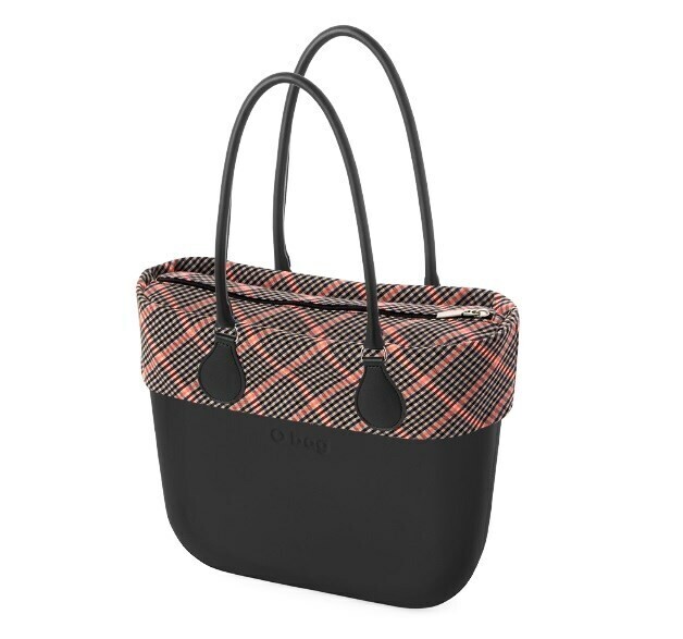 O bag nera check fluo rosa